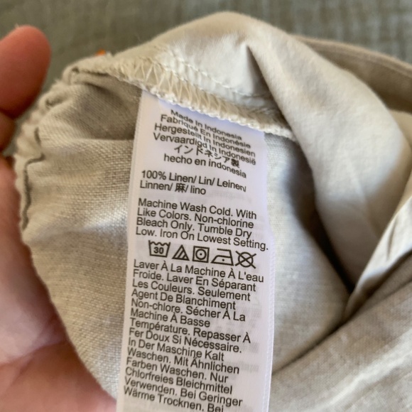 Madewell The Easy Pull On Pants Sz.L 100% Linen Wide Leg Pockets Neutral Cream - Picture 9 of 10